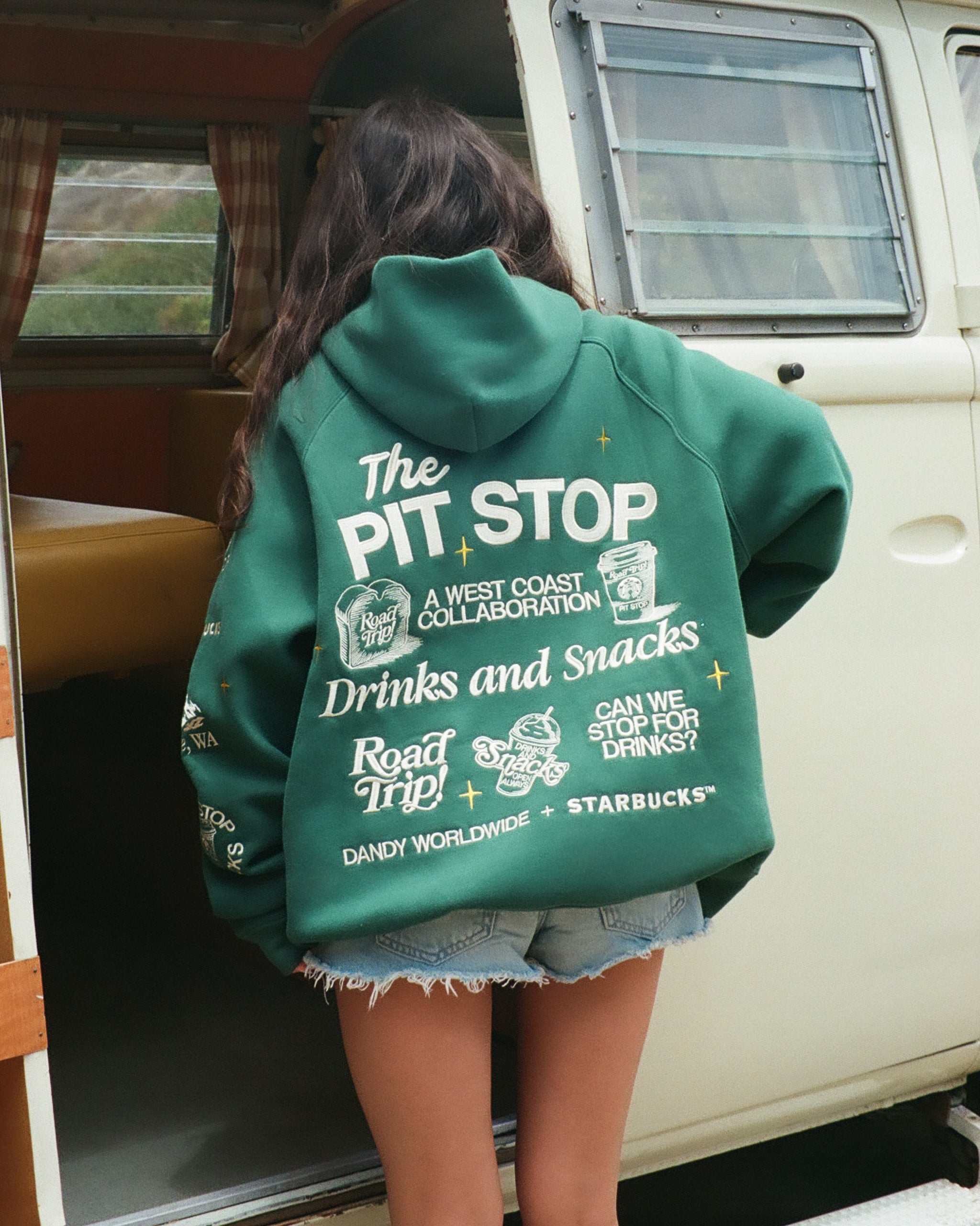DANDY + STARBUCKS Pit Stop Hoodie in Green
